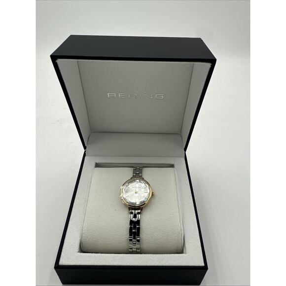 Bering Two-Tone Ladies Quartz Watch – Faceted Crystal, Stainless Steel - Picture 1 of 6